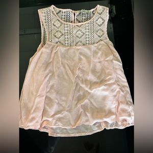 Light pink, cut off sleeve blouse, size medium